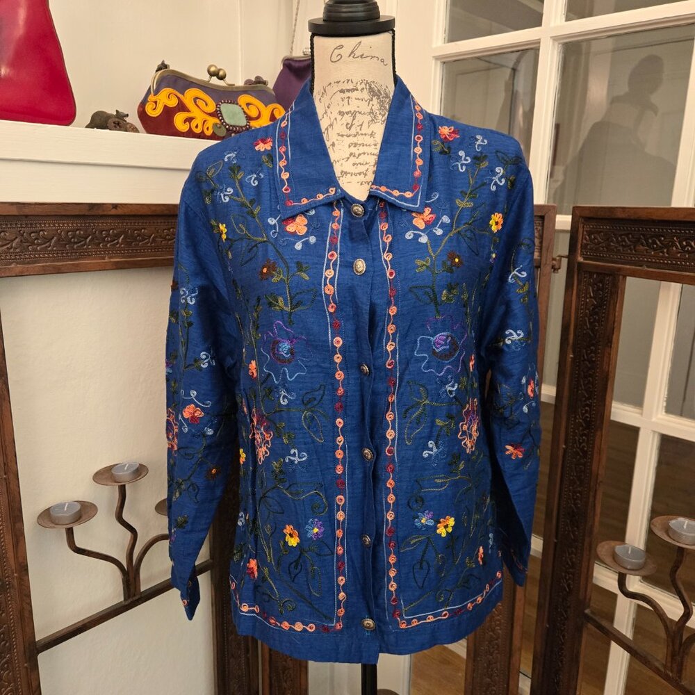 Embroidered Silk Blend Jacket, Size PL